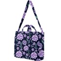 Elegant purple pink peonies in dark blue background Square Shoulder Tote Bag View1