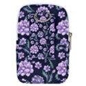 Elegant purple pink peonies in dark blue background Belt Pouch Bag (Small) View2