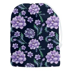 Elegant Purple Pink Peonies In Dark Blue Background Drawstring Pouch (3xl)