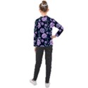 Elegant purple pink peonies in dark blue background Kids  Long Mesh Tee View2