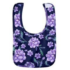 Elegant Purple Pink Peonies In Dark Blue Background Baby Bib by augustinet