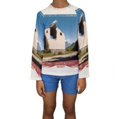  Us Ventag Eagles Travel Poster Graphic Style Redbleuwhite  Kids  Long Sleeve Swimwear by steakspro94