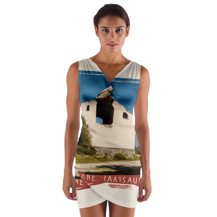  Us ventag eagles Travel Poster Graphic Style Redbleuwhite  Wrap Front Bodycon Dress