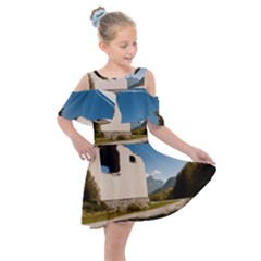  Us Ventag Eagles Travel Poster Graphic Style Redbleuwhite  Kids  Shoulder Cutout Chiffon Dress