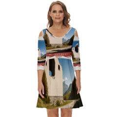  Us Ventag Eagles Travel Poster Graphic Style Redbleuwhite  Shoulder Cut Out Zip Up Dress by steakspro94