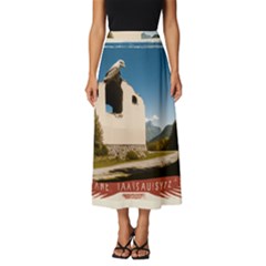  Us Ventag Eagles Travel Poster Graphic Style Redbleuwhite  Classic Midi Chiffon Skirt