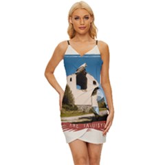  Us Ventag Eagles Travel Poster Graphic Style Redbleuwhite  Wrap Tie Front Dress by steakspro94