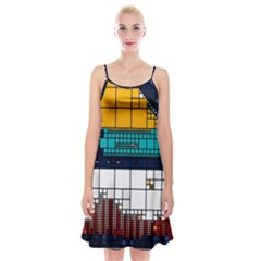 Abstract Statistics Rectangles Classification Spaghetti Strap Velvet Dress by Pakemis