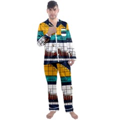 Abstract Statistics Rectangles Classification Men s Long Sleeve Satin Pajamas Set