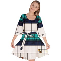 Abstract Statistics Rectangles Classification Velour Kimono Dress by Pakemis