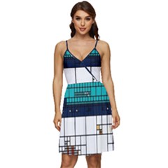 Abstract Statistics Rectangles Classification V-neck Pocket Summer Dress  by Pakemis