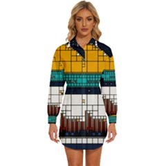 Abstract Statistics Rectangles Classification Womens Long Sleeve Shirt Dress