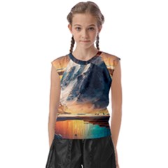 Abstract Color Colorful Mountain Ocean Sea Kids  Raglan Cap Sleeve Tee by Pakemis