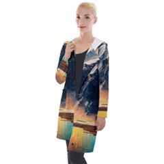 Abstract Color Colorful Mountain Ocean Sea Hooded Pocket Cardigan by Pakemis