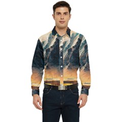 Abstract Color Colorful Mountain Ocean Sea Men s Long Sleeve  Shirt