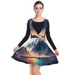 Abstract Color Colorful Mountain Ocean Sea Plunge Pinafore Dress by Pakemis