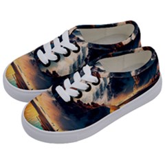 Abstract Color Colorful Mountain Ocean Sea Kids  Classic Low Top Sneakers by Pakemis