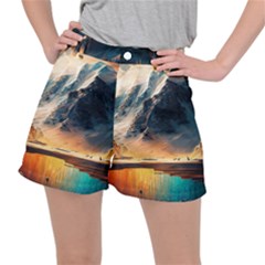 Abstract Color Colorful Mountain Ocean Sea Ripstop Shorts