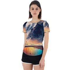 Abstract Color Colorful Mountain Ocean Sea Back Cut Out Sport Tee by Pakemis