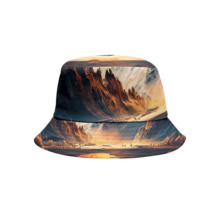 Abstract Color Colorful Mountain Ocean Sea Bucket Hat (Kids)