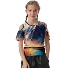 Abstract Color Colorful Mountain Ocean Sea Kids  Butterfly Cutout Tee by Pakemis