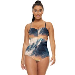 Abstract Color Colorful Mountain Ocean Sea Retro Full Coverage Swimsuit by Pakemis