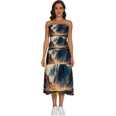 Abstract Color Colorful Mountain Ocean Sea Sleeveless Shoulder Straps Boho Dress