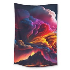 Ocean Sea Wave Clouds Mountain Colorful Sky Art Large Tapestry by Pakemis