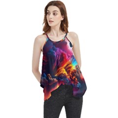 Ocean Sea Wave Clouds Mountain Colorful Sky Art Flowy Camisole Tank Top by Pakemis