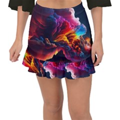 Ocean Sea Wave Clouds Mountain Colorful Sky Art Fishtail Mini Chiffon Skirt by Pakemis