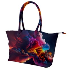 Ocean Sea Wave Clouds Mountain Colorful Sky Art Canvas Shoulder Bag by Pakemis