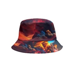 Ocean Sea Wave Clouds Mountain Colorful Sky Art Inside Out Bucket Hat (kids) by Pakemis