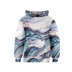 Marble Abstract White Pink Dark Art Kids  Pullover Hoodie by Pakemis