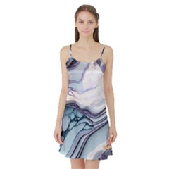 Marble Abstract White Pink Dark Art Satin Night Slip by Pakemis