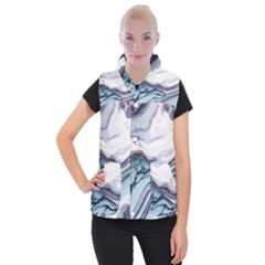 Marble Abstract White Pink Dark Art Women s Button Up Vest