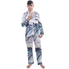 Marble Abstract White Pink Dark Art Men s Long Sleeve Satin Pajamas Set