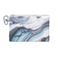 Marble Abstract White Pink Dark Art Canvas Cosmetic Bag (medium)