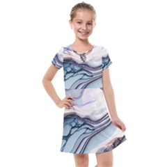 Marble Abstract White Pink Dark Art Kids  Cross Web Dress by Pakemis