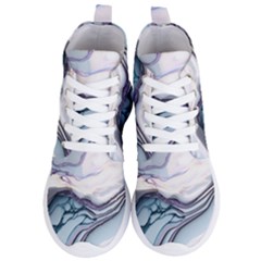 Marble Abstract White Pink Dark Art Women s Lightweight High Top Sneakers by Pakemis