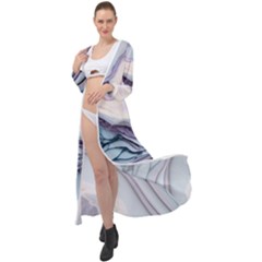 Marble Abstract White Pink Dark Art Maxi Chiffon Beach Wrap by Pakemis