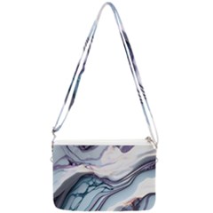 Marble Abstract White Pink Dark Art Double Gusset Crossbody Bag by Pakemis