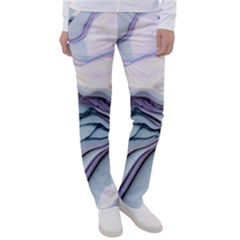 Marble Abstract White Pink Dark Art Women s Casual Pants