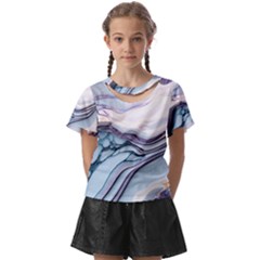 Marble Abstract White Pink Dark Art Kids  Front Cut Tee by Pakemis