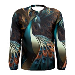 Peacock Bird Feathers Colorful Texture Abstract Men s Long Sleeve Tee by Pakemis