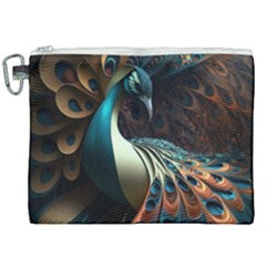 Peacock Bird Feathers Colorful Texture Abstract Canvas Cosmetic Bag (xxl) by Pakemis