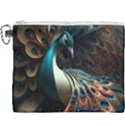 Peacock Bird Feathers Colorful Texture Abstract Canvas Cosmetic Bag (XXXL) View1