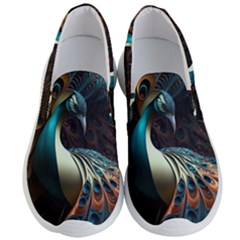 Peacock Bird Feathers Colorful Texture Abstract Men s Lightweight Slip Ons by Pakemis