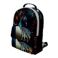 Peacock Bird Feathers Colorful Texture Abstract Flap Pocket Backpack (large) by Pakemis