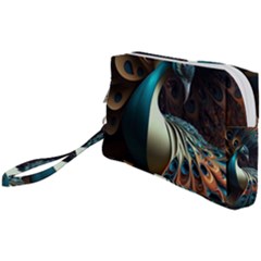 Peacock Bird Feathers Colorful Texture Abstract Wristlet Pouch Bag (small) by Pakemis