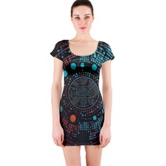 Big Data Abstract Abstract Background Short Sleeve Bodycon Dress